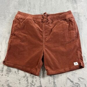 KATIN Corduroy Shorts Mens Large Rust Brown Drawstring Surf Style EUC Beach Pool